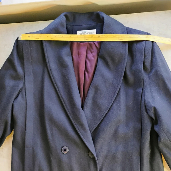 Vintage Forecaster of Boston 5/6 Navy Blue Wool Trench Coat Y2K Academia Size 6 - Picture 15 of 16